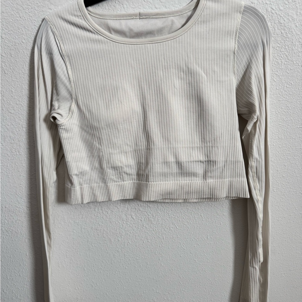 Lululemon Athletica Cream Ribbed Crop Top